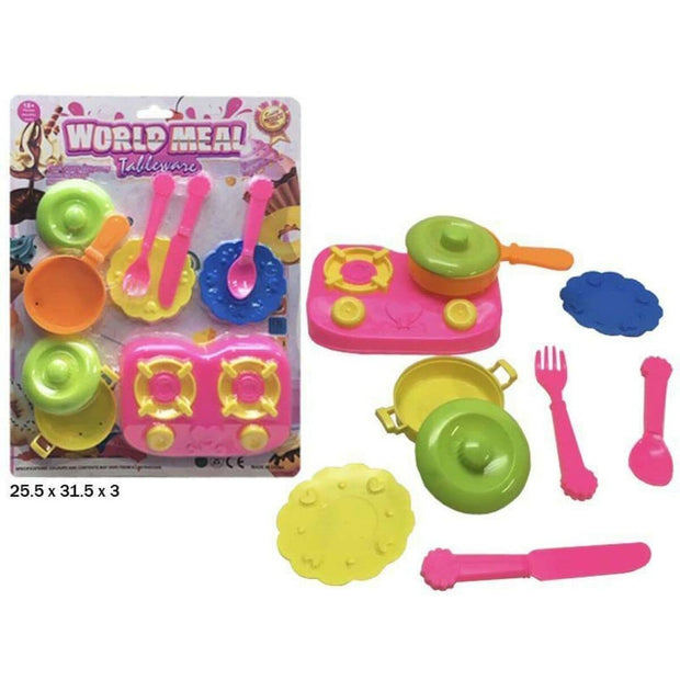 Set of Kitchen Utensils World Meal Colours