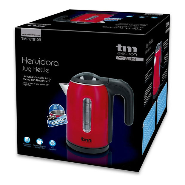 Elektrischer Wasserkocher mit LED-Licht TM Electron Rot Edelstahl