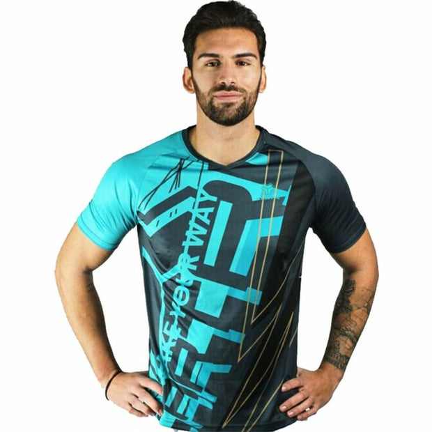 Herren Kurzarm-T-Shirt Cartri Asuan Aquamarin Schwarz