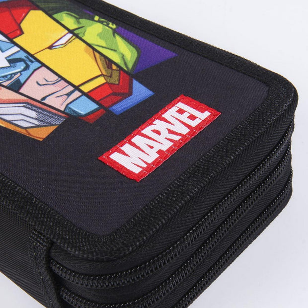 School Case with Accessories The Avengers 43 Pieces Black (12,5 x 6,5 x 19,5 cm)
