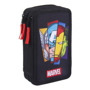 School Case with Accessories The Avengers 43 Pieces Black (12,5 x 6,5 x 19,5 cm)
