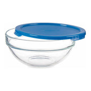 Runde Lunchbox mit Deckel Chefs Blau Kunststoff Glas (595 ml) (14 x 6,3 x 14 cm)