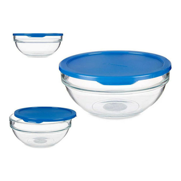 Runde Lunchbox mit Deckel Blau Kunststoff Glas (1135 ml)