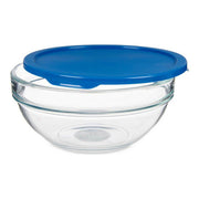 Runde Lunchbox mit Deckel Blau Kunststoff Glas (1135 ml)