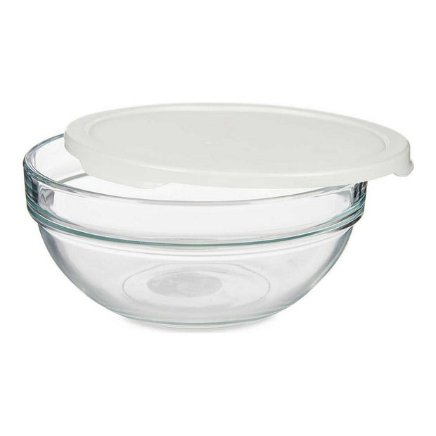 Runde Lunchbox mit Deckel Weiß Kunststoff Glas (1135 ml)