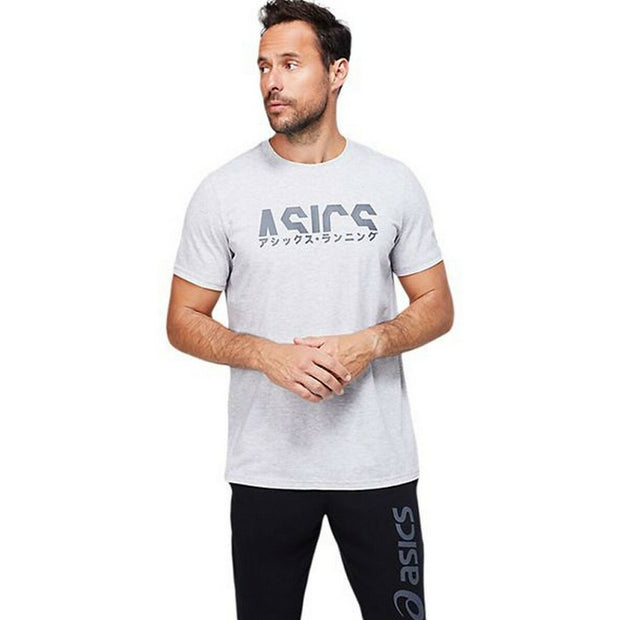 Herren Kurzarm-T-Shirt Asics Katakana Hellgrau