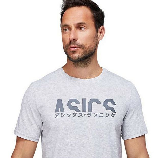 Herren Kurzarm-T-Shirt Asics Katakana Hellgrau