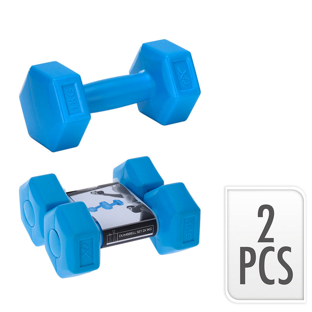 Dumbbells XQ Blue 1+1 Kg (2 Pcs)