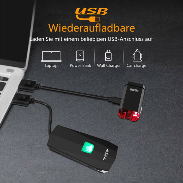 Fahrradlichter-Set LED USB-Ladung (Restauriert A)