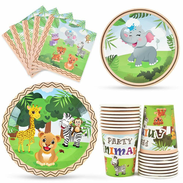 Geschirr-Set Zoo Safari Einwegartikel (Restauriert A)
