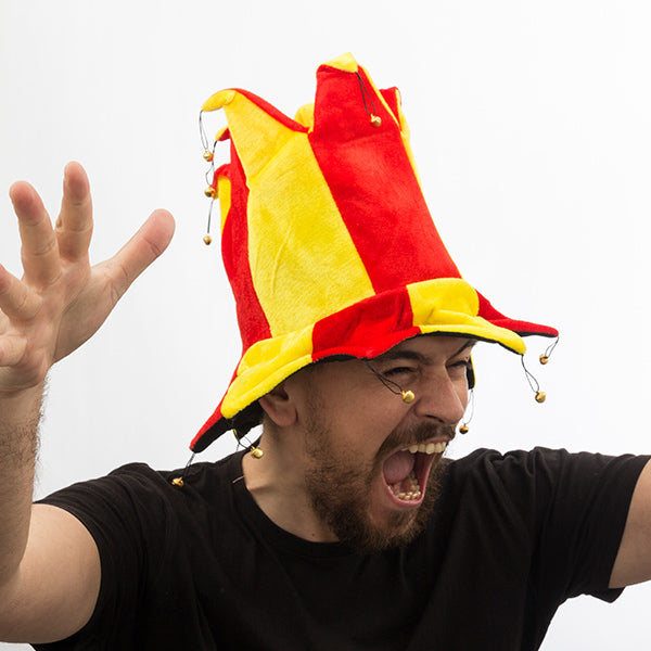 Spanish Flag Jester Hat with 14 Bells