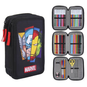 School Case with Accessories The Avengers 43 Pieces Black (12,5 x 6,5 x 19,5 cm)