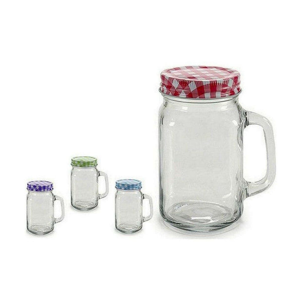 Kanne mit Deckel Metall Glas 12 Stück (430 ml)