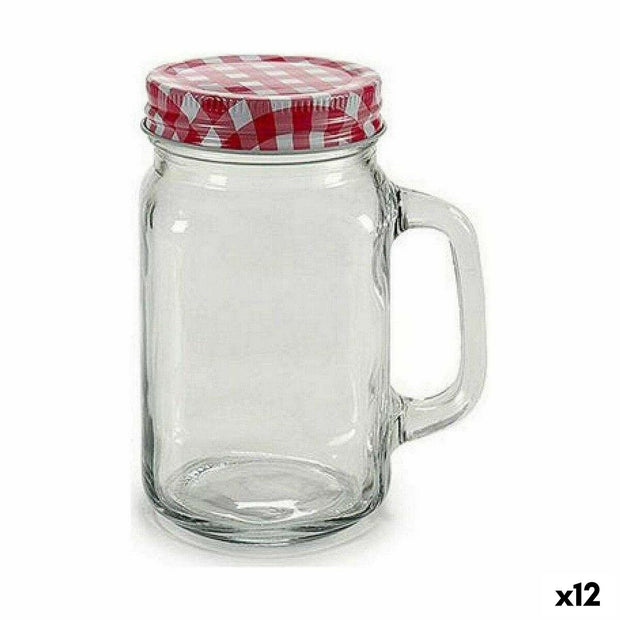 Kanne mit Deckel Metall Glas 12 Stück (430 ml)