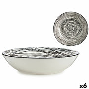Suppenteller Streifen Porzellan Schwarz Weiß 6 Stück (20 x 4,7 x 20 cm)