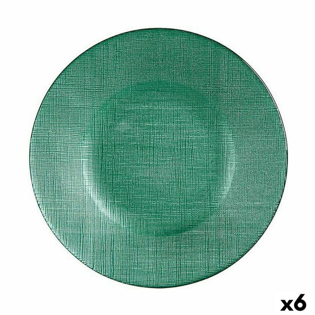 Flad plade grün Glas 6 Stück (21 x 2 x 21 cm)