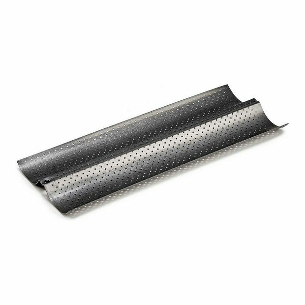 Schale Brot Metall Dunkelgrau Kohlenstoffstahl (16 x 2,5 x 38 cm) (12 Stück)