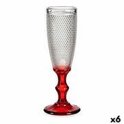 Champagnerglas Rot Durchsichtig Punkte Glas 6 Stück (180 ml)