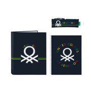 Stationery Set Benetton Sixties 3 Pieces Navy Blue