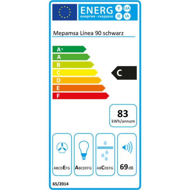 Konventioneller Rauchfang Mepamsa LINEA 60 NEGRA Schwarz 560 m3/h