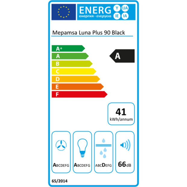 Konventioneller Rauchfang Mepamsa LUNA PLUS 90 NE 90 cm 590 m³/h 200W A 90 cm 200 W 590 m3/h Schwarz