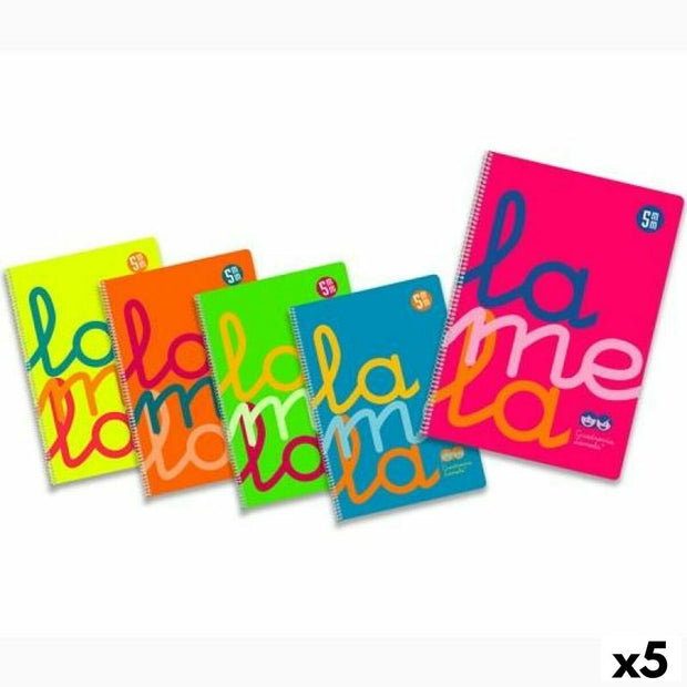 Set of exercise books Lamela Multicolour 80 Sheets Quarto (5 Units)