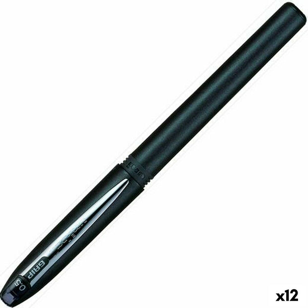 Roller Pen Uni-Ball Grip Micro UB-245 Black 0,5 mm (12 Units)