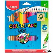 Colouring pencils Maped Color' Peps Star Multicolour 24 Pieces (12 Units)