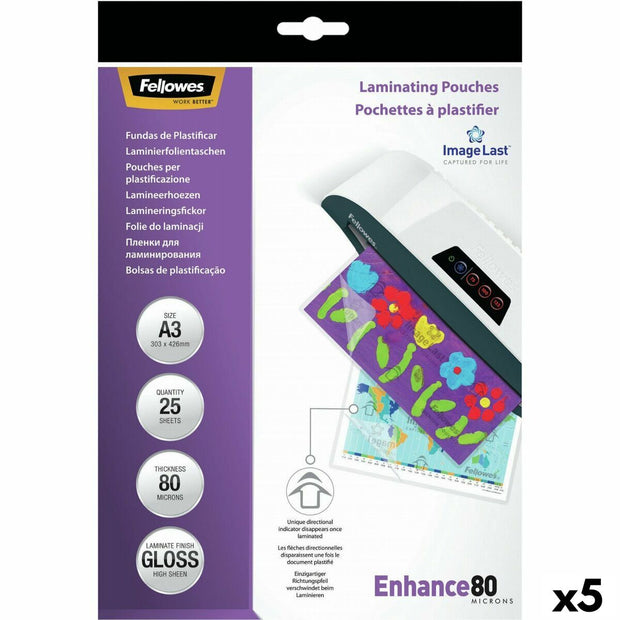 Laminating Pouches Fellowes 25 Pieces Transparent A3 (5 Units)